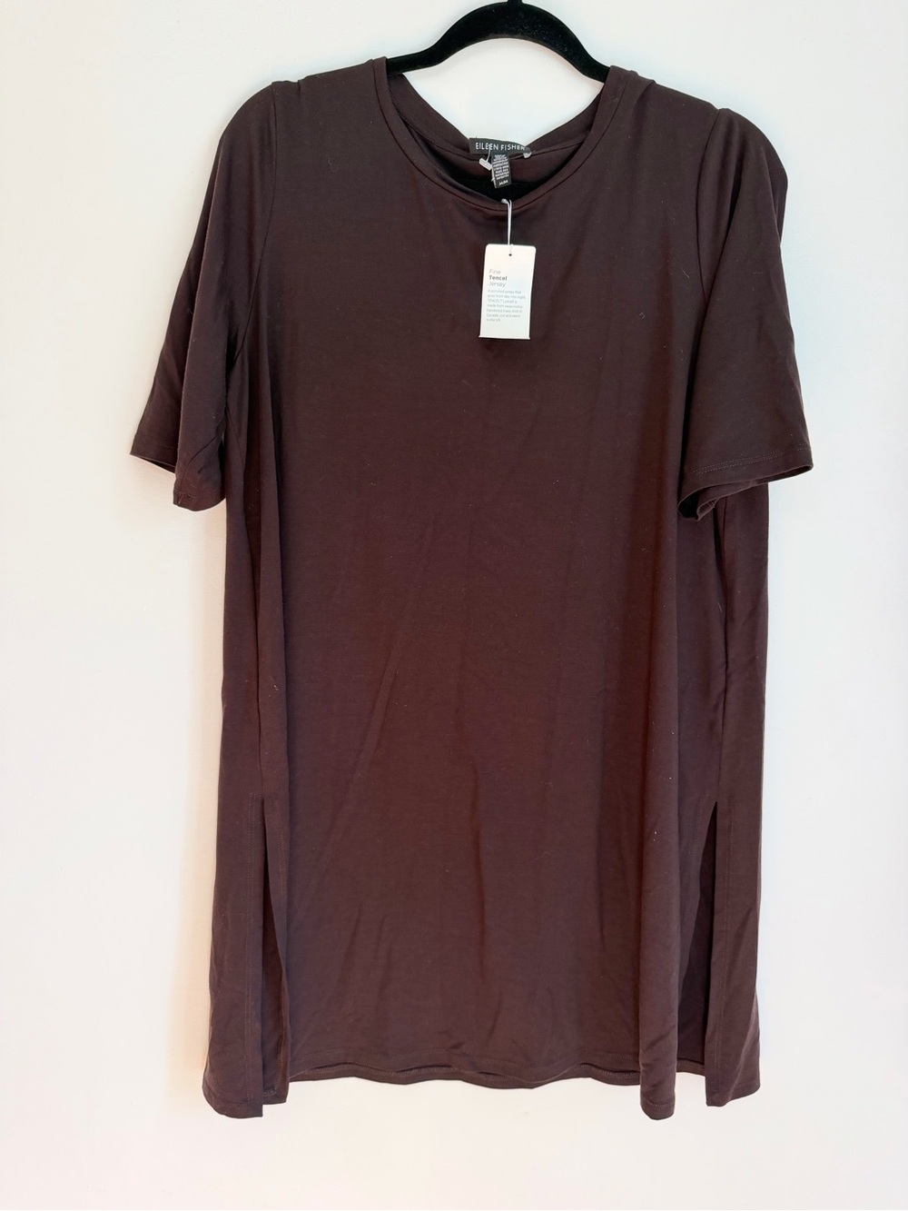 Eileen Fisher mini dress size medium brown lyocell